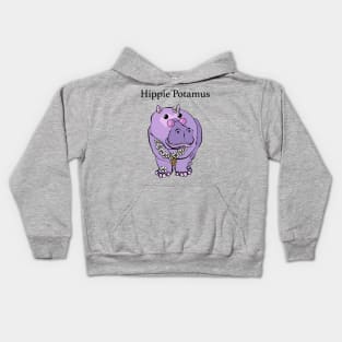 Hippie Potamus Purple Hippopotamus Kids Hoodie